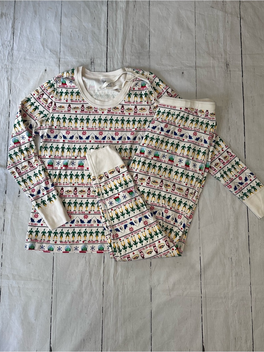 Hanna Andersson Elf cream Holiday women’s Pajama Set organic cotton large